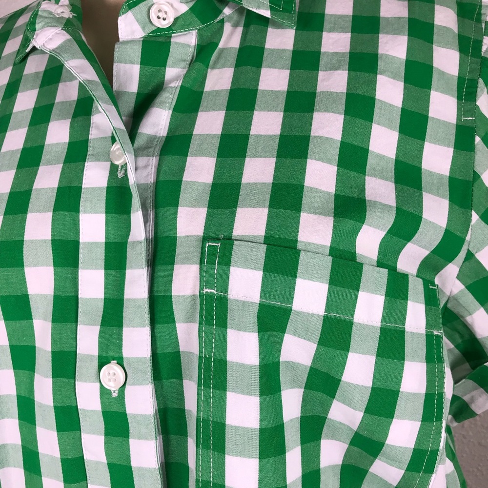 J. Crew Factory Green and White Gingham Midi Dress - Picture 3 of 6